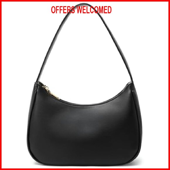 PU Leather Hobo Shoulder Bag Mini Tote with Zipper Closure - Picture 2 of 8